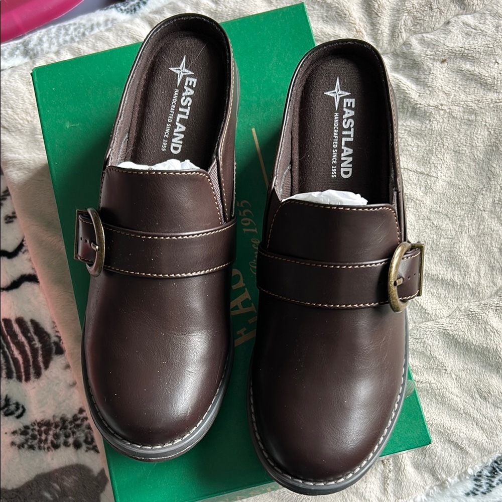 Eastland Brown Leather Loafers with Buckle